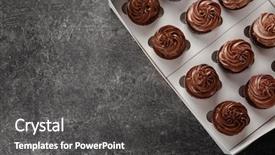  Presentation with cupcakes - Theme featuring cardboard box with delicious chocolate background and a dark gray colored foreground