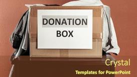  Presentation with donation - Theme featuring cardboard-box-with-donation-clothes background and a tawny brown colored foreground