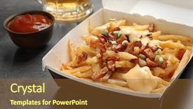  Presentation with french fries - PPT theme enhanced with cardboard box with french fries background and a tawny brown colored foreground