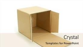  Presentation with lid - PPT theme featuring cardboard box with open lid background and a coral colored foreground