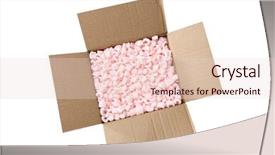  Presentation with packaging and labeling - Beautiful slide set featuring cardboard box with styrofoam packaging backdrop and a  colored foreground