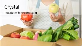  Presentation with hydroponics vegetables hydroponic vegetable - Beautiful slide set featuring cardboard box with various vegetables backdrop and a pink colored foreground