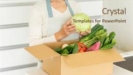  Presentation with hydroponics vegetables hydroponic vegetable - Presentation design with cardboard box with various vegetables background and a lemonade colored foreground