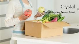  Presentation with hydroponics vegetables hydroponic vegetable - Colorful presentation theme enhanced with cardboard box with various vegetables backdrop and a light gray colored foreground