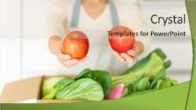  Presentation with hydroponics vegetables hydroponic vegetable - Slide set having cardboard box with various vegetables background and a lemonade colored foreground