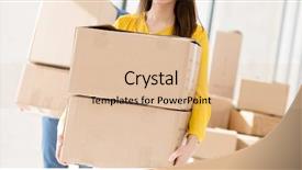  Presentation with young athletes box jumping - Colorful theme enhanced with cardboard boxes in new office backdrop and a lemonade colored foreground