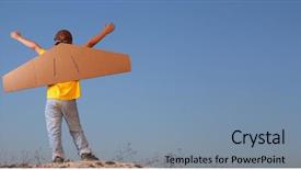  Presentation with dream sky - Slide set enhanced with cardboard boxes of wings background and a seafoam green colored foreground