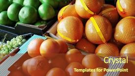  Presentation with market - Presentation theme enhanced with cardboard boxes with fruits on market background and a tawny brown colored foreground