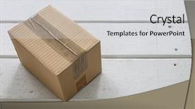  Presentation with starch drug delivery - Theme consisting of cardboard delivery parcel box delivered background and a light gray colored foreground