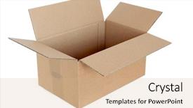  Presentation with lid - Amazing PPT theme having cardboard posting and shipping box backdrop and a coral colored foreground