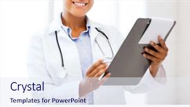  Presentation with medical smiling doctor - Presentation theme with vet cardiac - healthcare and medical concept background and a sky blue colored foreground