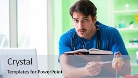  Presentation with heart - Cool new slide deck with cardiac academic - doctor student explaining heart problems backdrop and a  colored foreground