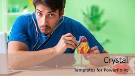  Presentation with heart - Theme enhanced with cardiac academic - doctor student explaining heart problems background and a  colored foreground