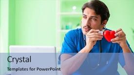  Presentation with heart - Theme consisting of cardiac academic - doctor student explaining heart problems background and a  colored foreground