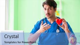  Presentation with cardiac - Audience pleasing PPT theme consisting of cardiac academic - doctor student explaining heart problems backdrop and a  colored foreground