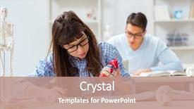  Presentation with medical students - PPT theme enhanced with cardiac academic - two medical students studying background and a coral colored foreground