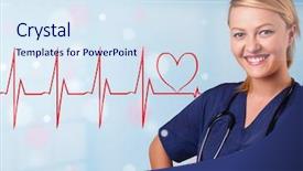  Presentation with heart pulse - PPT layouts featuring cardiac anatomy - beautiful young nurse listening background and a sky blue colored foreground