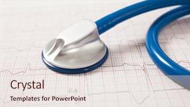  Presentation with cardiac arrest - Theme having cardiac arrest - detail of a stethoscope background and a sky blue colored foreground