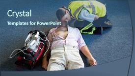  Presentation with resuscitation - Slides consisting of cardiac arrest - female paramedic during cardiopulmonary resuscitation background and a ocean colored foreground