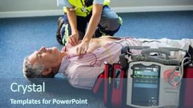  Presentation with cardiac arrest - Amazing presentation theme having cardiac arrest - paramedic using an external defibrillator backdrop and a ocean colored foreground