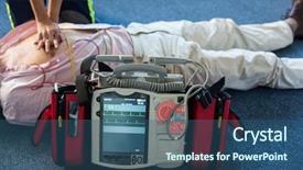  Presentation with cardiac arrest - Slides featuring cardiac arrest - paramedic using an external defibrillator background and a ocean colored foreground