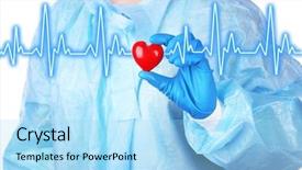  Presentation with cardiac - Slide deck consisting of cardiac care - doctor with small heart background and a light blue colored foreground