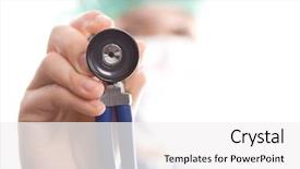  Presentation with medical concept - Colorful presentation theme enhanced with cardiac care - doctor with stethoscope isolated backdrop and a white colored foreground