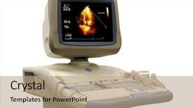  Presentation with medical ultrasound - Slide set consisting of cardiac care - ultrasound medical device monitor background and a coral colored foreground
