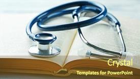  Presentation with story book conceptual open - Cool new slide deck with cardiac devices - stethoscope on open book close backdrop and a tawny brown colored foreground