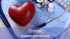  Presentation with red cardiac - Colorful presentation theme enhanced with cardiac drug - cardiogram with stethoscope and red backdrop and a teal colored foreground