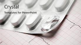  Presentation with pills - PPT layouts enhanced with cardiac drug - forefront of a white medicine background and a light gray colored foreground