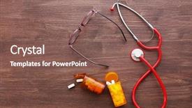  Presentation with cardiac - Slides with cardiac drug - medical stethoscope with bottles background and a  colored foreground