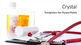  Presentation with clipboard stethoscope - Presentation theme featuring cardiac drug - medical stethoscope with clipboard background and a white colored foreground