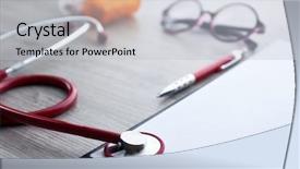  Presentation with cardiac - Colorful slide set enhanced with cardiac drug - medical stethoscope with clipboard backdrop and a light gray colored foreground