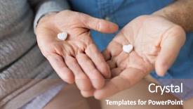  Presentation with cardiac - Slide set enhanced with cardiac drug - medicine healthcare and people concept background and a coral colored foreground