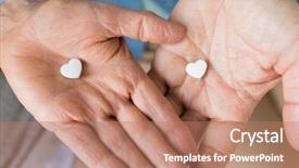  Presentation with hands heart - Amazing theme having cardiac drug - medicine healthcare and people concept backdrop and a coral colored foreground