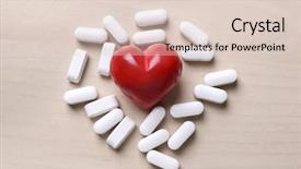  Presentation with red cardiac - Presentation with cardiac drug - red heart with pills background and a lemonade colored foreground