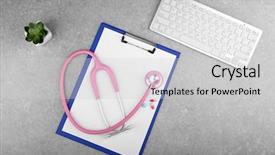  Presentation with clipboard stethoscope - Beautiful theme featuring cardiac drug - stethoscope with clipboard and keyboard backdrop and a light gray colored foreground