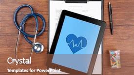  Presentation with pills - Slide deck featuring cardiac drug - stethoscope with pills and digital background and a tawny brown colored foreground