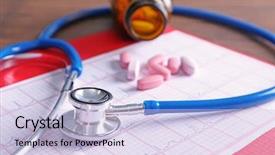  Presentation with pills - Colorful PPT layouts enhanced with cardiac drug - stethoscope with pills on paper backdrop and a lemonade colored foreground