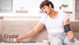  Presentation with measuring blood pressure in haitian - Cool new presentation theme with cardiac drug - young man measuring blood pressure backdrop and a  colored foreground