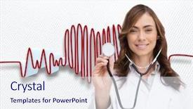  Presentation with cardiac - Presentation design featuring cardiac imaging - composite image of happy brunette background and a  colored foreground