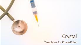  Presentation with cardiac - PPT theme with cardiac imaging - plastic syringe with stethoscope filtered background and a  colored foreground