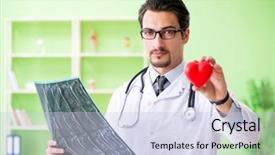  Presentation with radiologist - Colorful presentation design enhanced with cardiac mri - doctor radiologist looking at x-ray backdrop and a lemonade colored foreground