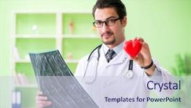  Presentation with cardiac - Slide set featuring cardiac mri - doctor radiologist looking at x-ray background and a lemonade colored foreground