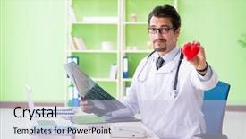  Presentation with radiologist - Amazing presentation design having cardiac mri - doctor radiologist looking at x-ray backdrop and a lemonade colored foreground