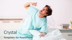  Presentation with hospital - PPT layouts enhanced with cardiac rehabilitation - young handsome man staying background and a sky blue colored foreground