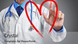  Presentation with cardiology concept - PPT theme consisting of cardiac rhythm - cardiologist drawing heart closeup cardiology background and a light gray colored foreground