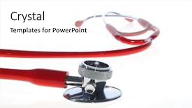  Presentation with healthcare - Presentation consisting of cardiac scan - healthcare stethoscope isolated on white background and a  colored foreground