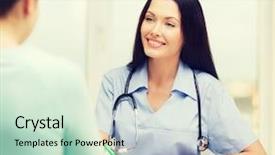  Presentation with medical smiling doctor - PPT theme enhanced with nursing cardio - healthcare and medical concept background and a soft green colored foreground